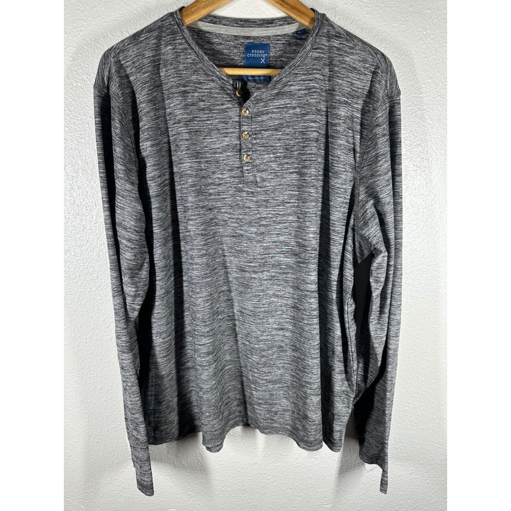Essex Crossing Henley Mens XL Gray Super‎ Soft Space Dye Long Sleeve Shirt